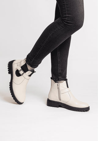 gemütvolle Stiefelette Softnappaleder creme