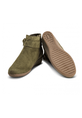 schöne Stiefelette Samtziege khaki