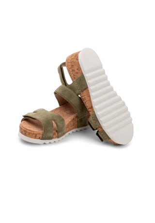 farbenfrohe Sandale Veloursleder khaki