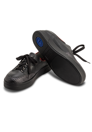 urbaner Plateau-Sneaker Nappaleder schwarz