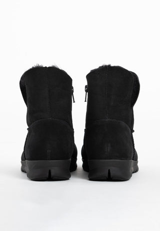 wärmende Stiefelette Veloursleder schwarz