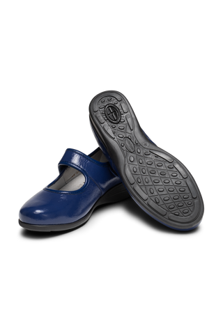 anschmiegsamer Mary-Jane Krokolack-Stretch blau