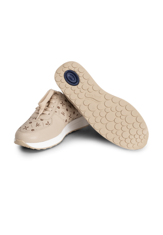 bedruckter Sneaker Hirschleder beige