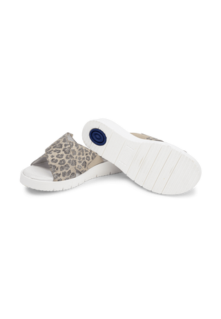 leoprint Pantolette Samtziege leopard/gold