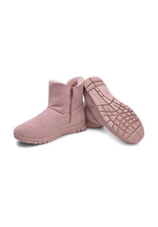 wärmende Stiefelette Veloursleder winterrosa