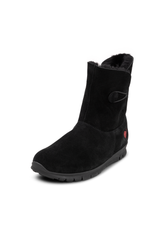 warmer Lammfellstiefel Veloursleder schwarz