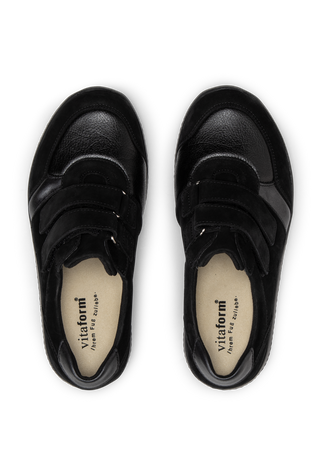 bequemer Sneaker Leder/Stretch schwarz