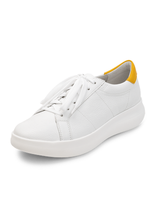 klassischer Sneaker Hirschleder weiß/gelb