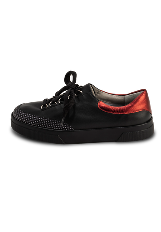 urbaner Plateau-Sneaker Nappaleder schwarz