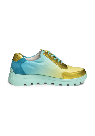 bunter Sneaker Echt Leder & Textil  türkis