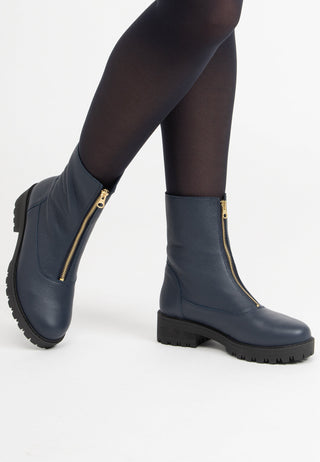 perfekte Stiefelette Hirschleder marine