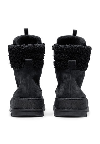markante Stiefelette Veloursleder marine