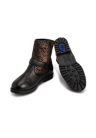 goldiger Bootie Hirschleder schwarz