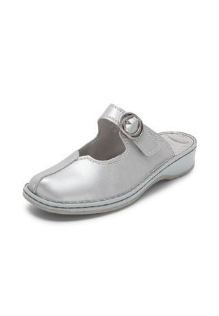 massierender Clog Softnappaleder platin