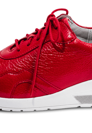 glanzvoller Sneaker Hirschlackleder rot