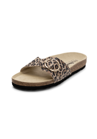 luftige Pantolette Veloursleder leopard