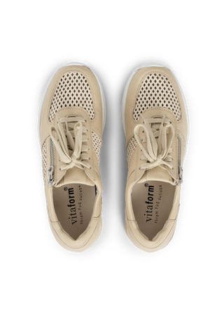 perforierter Sneaker Hirschleder creme