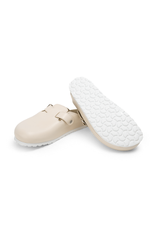 olivenblattgegerbter Clog Softnappa beige