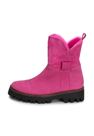 wundervolle Stiefelette Nubukleder fuchsia