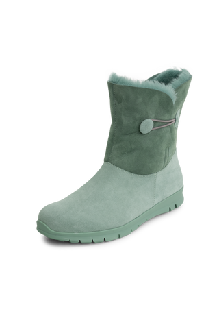 flauschig-wärmender Lammfellstiefel Veloursleder mint