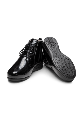 kroko Stiefelette Leder/Stretch schwarz