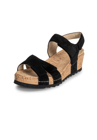 farbenfrohe Sandale Veloursleder schwarz