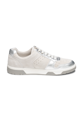 stylischer Sneaker Nubukleder weiß/silber