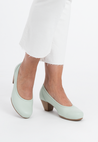 femininer Pumps Hirschleder salbei