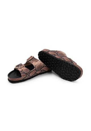 trendy Pantolette Veloursleder rose/snake