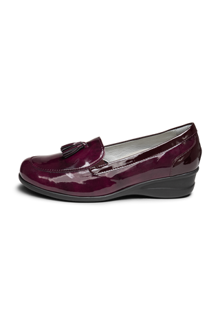 modischer Slipper Leder/Stretch aubergine