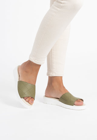 leichte Pantolette Hirschleder khaki