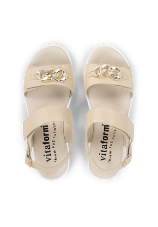 auffallende Sandale Hirschleder creme