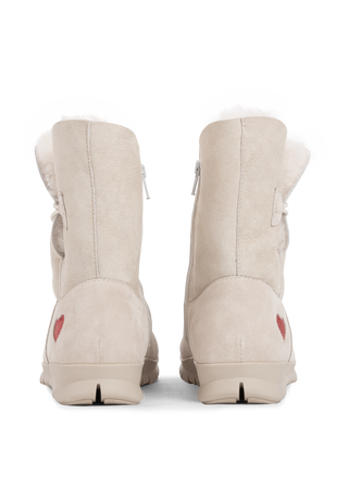 warmer Lammfellstiefel Veloursleder offwhite