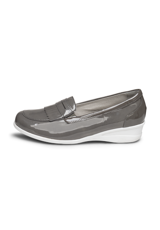 zeitloser Slipper Leder/Stretch grau