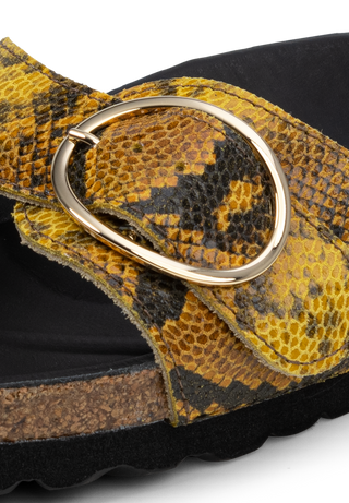 snake Pantolette Veloursleder gelb/snake