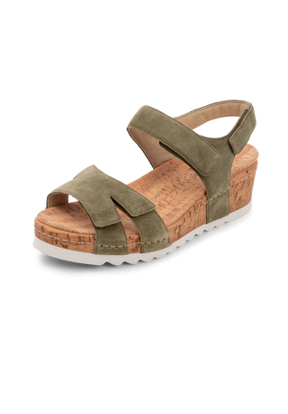farbenfrohe Sandale Veloursleder khaki