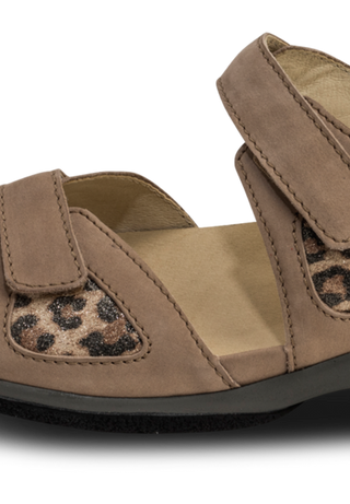 sportliche Sandale Nubukleder leopard