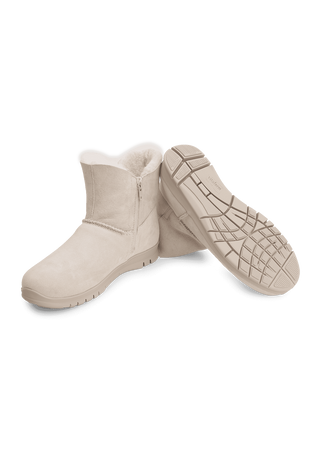 wärmende Stiefelette Veloursleder offwhite