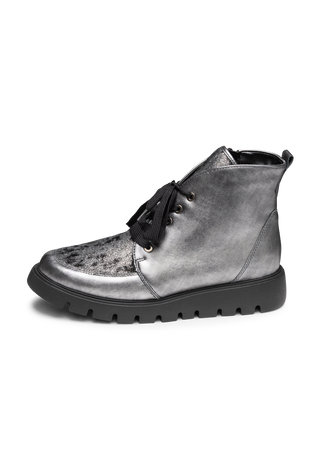 glänzende Stiefelette Leder/Stretch altsilber