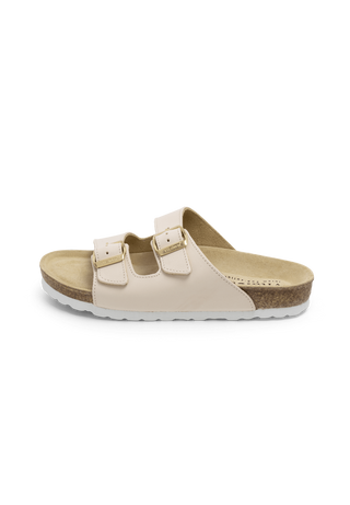 olivenblattgegerbte Pantolette Softnappa beige