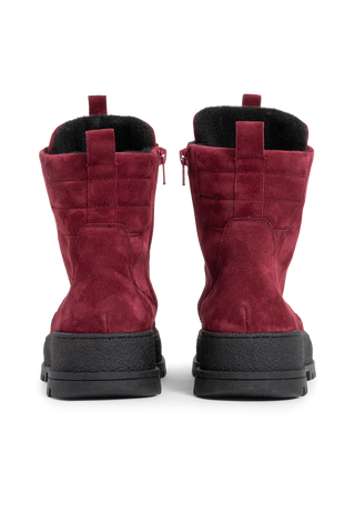 sportliche Stiefelette Veloursleder bordeaux