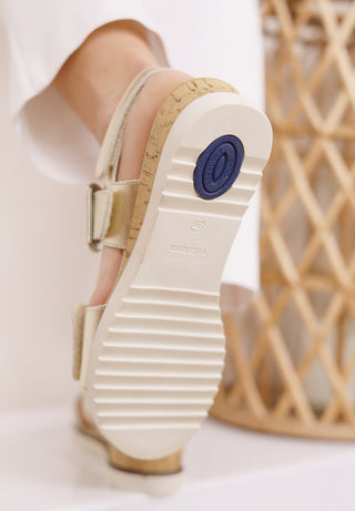 zarte Sandalette echt Leder gold