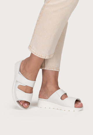 bequeme Pantolette Softnappaleder weiß