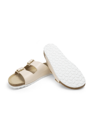 olivenblattgegerbte Pantolette Softnappa beige