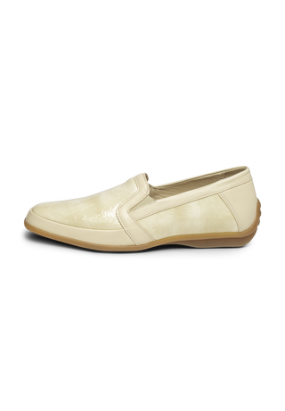 stilsicherer Slipper Leder/Stretch beige