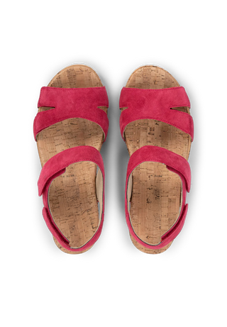 farbenfrohe Sandale Veloursleder fuchsia