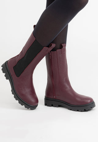 legerer Stiefel Hirschleder aubergine