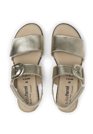zarte Sandalette echt Leder gold