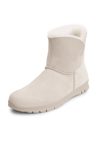 wärmende Stiefelette Veloursleder offwhite