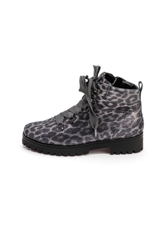 spektakuläre Stiefelette Veloursleder leopard